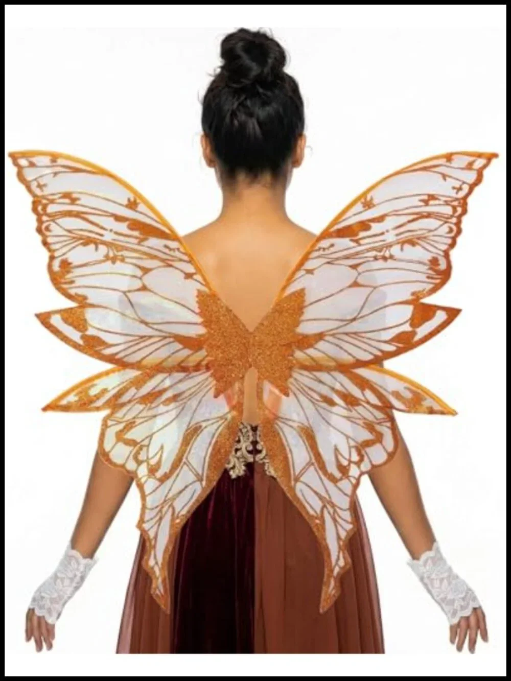 Fairy Wings Costume with Lace Gloves, Organza Butterfly Wings for Cosplay